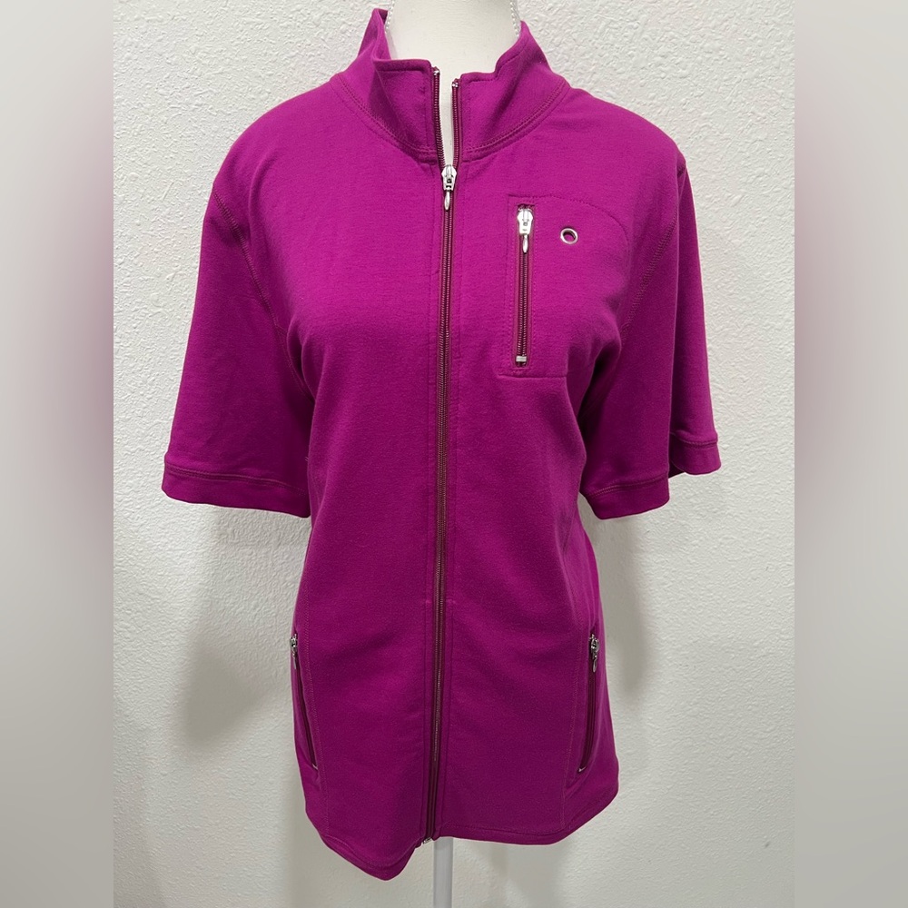 FASHION BUG Short Sleeve Zip Up Active Jacket EUC - Picture 2 of 7